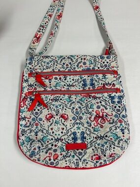 Vera Bradley Cream Crossbody with Red and Blue Sea Life Print